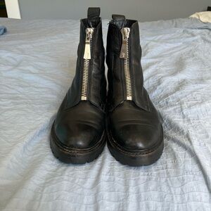 Frye Womens Julie front zip Leather Black Boots Size 8